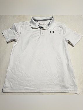 Under Armour White Polo with Gray Logo Trim